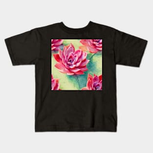 Watercolor succulent pattern Kids T-Shirt